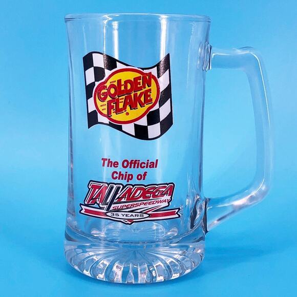 glass beer mug 2000s vintage Talladega Super Speedway Golden Flake - Picture 1 of 4